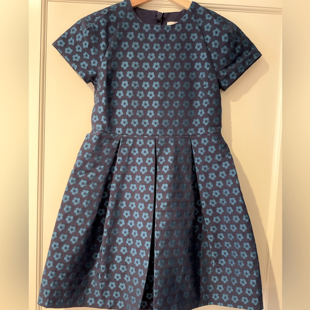 Jacadi girl’s  Navy and Teal Floral Kids holiday Dress size 12